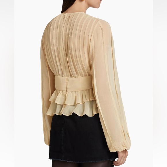 NWT Farm Rio Beige Pleated Bust Blouse - Picture 5 of 8